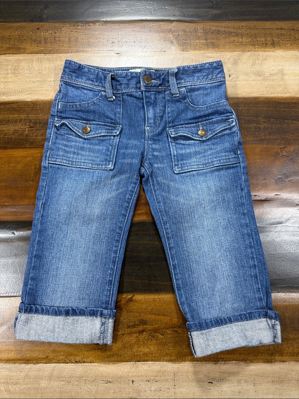 Old Navy Rolled Hem Mid Blue Crop Jeans